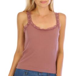 Solid Micro Ribbed Lace Cami