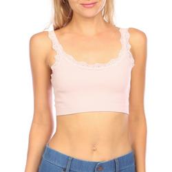 Juniors Solid Ribbed Lace Knit Bralette