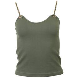Juniors Solid Ribbed Chain Tank Top