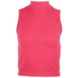 Juniors Solid Waffle Knit Mock Neck Tank Top