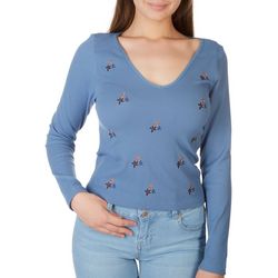 Full Circle Trends Juniors Floral Solid Ribbed Crop Tee
