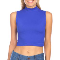 Juniors Solid Seamless Ribbed Mock Neck Tank Top