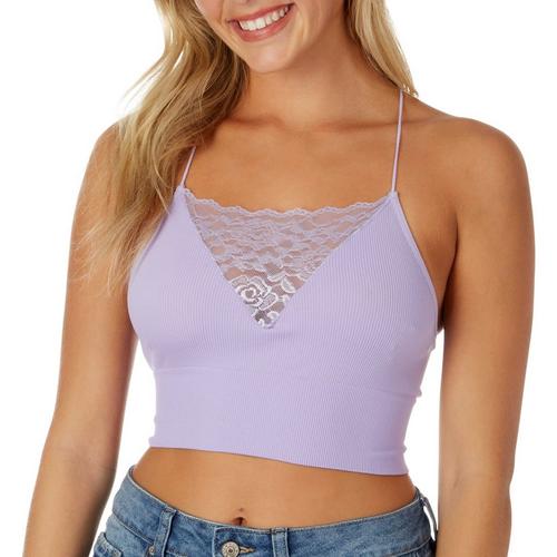 Full Circle Trends Juniors Solid Ribbed Lace Bralette