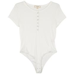 No Comment Juniors Solid Ribbed Short Sleeve Bodysuit