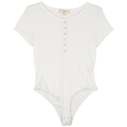 No Comment Juniors Solid Ribbed Short Sleeve Bodysuit