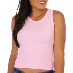 Juniors Solid Insta Smooth Round Neck Cropped Tank