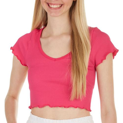 Full Circle Trends Juniors Solid Ribbed Cropped Top