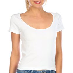 FCT With Love Juniors Soft Ribbed Crew Neck Cropped Top