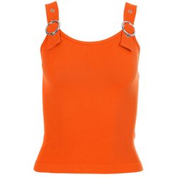 Juniors Solid Ribbed Buckle Strap Seamless Tank Top