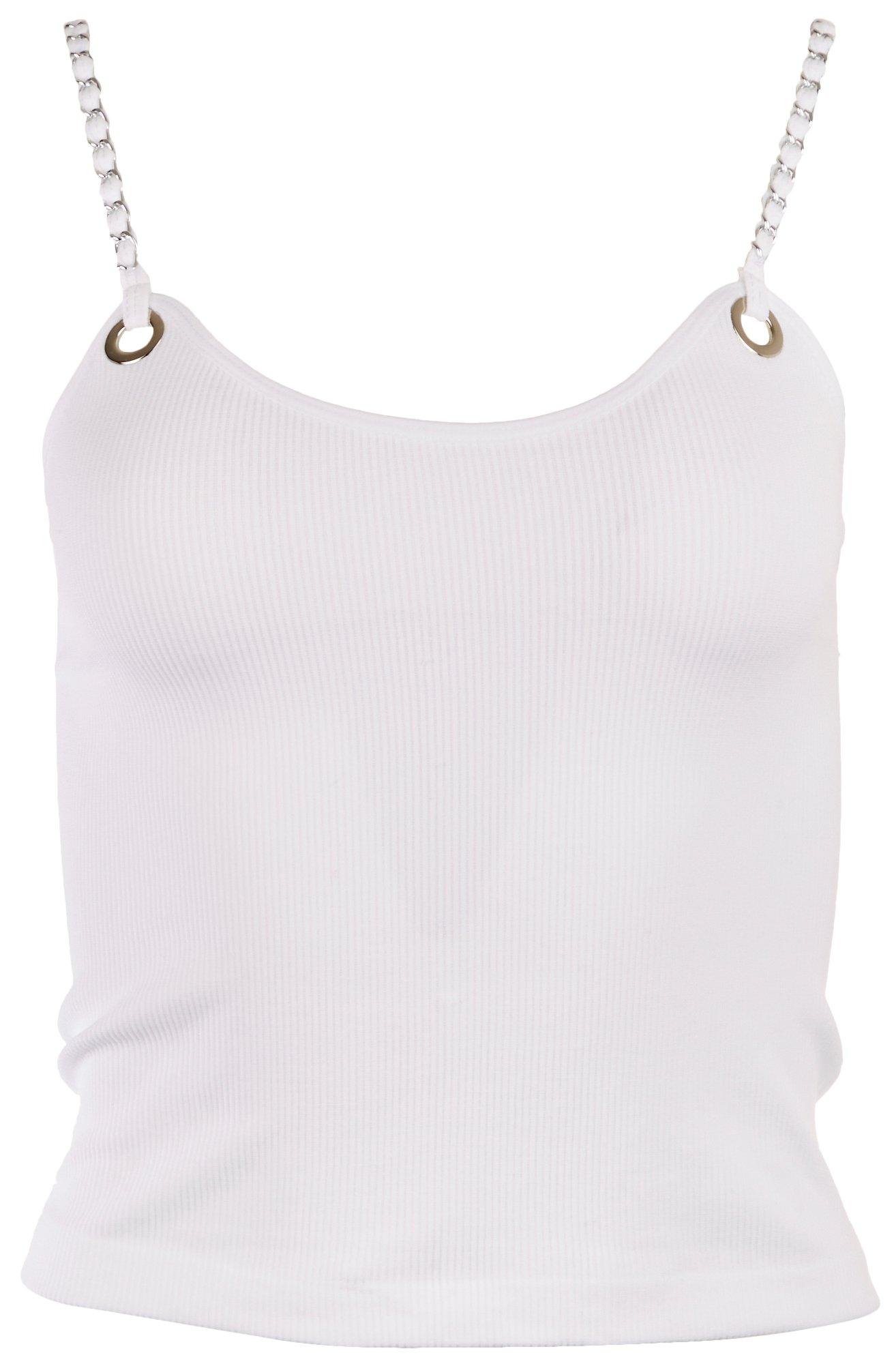 Juniors Solid Ribbed Chain Tank Top