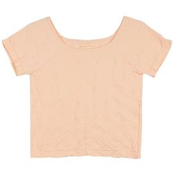 Pink Rose Juniors Textured Scoop Neck Short Sleeve Top