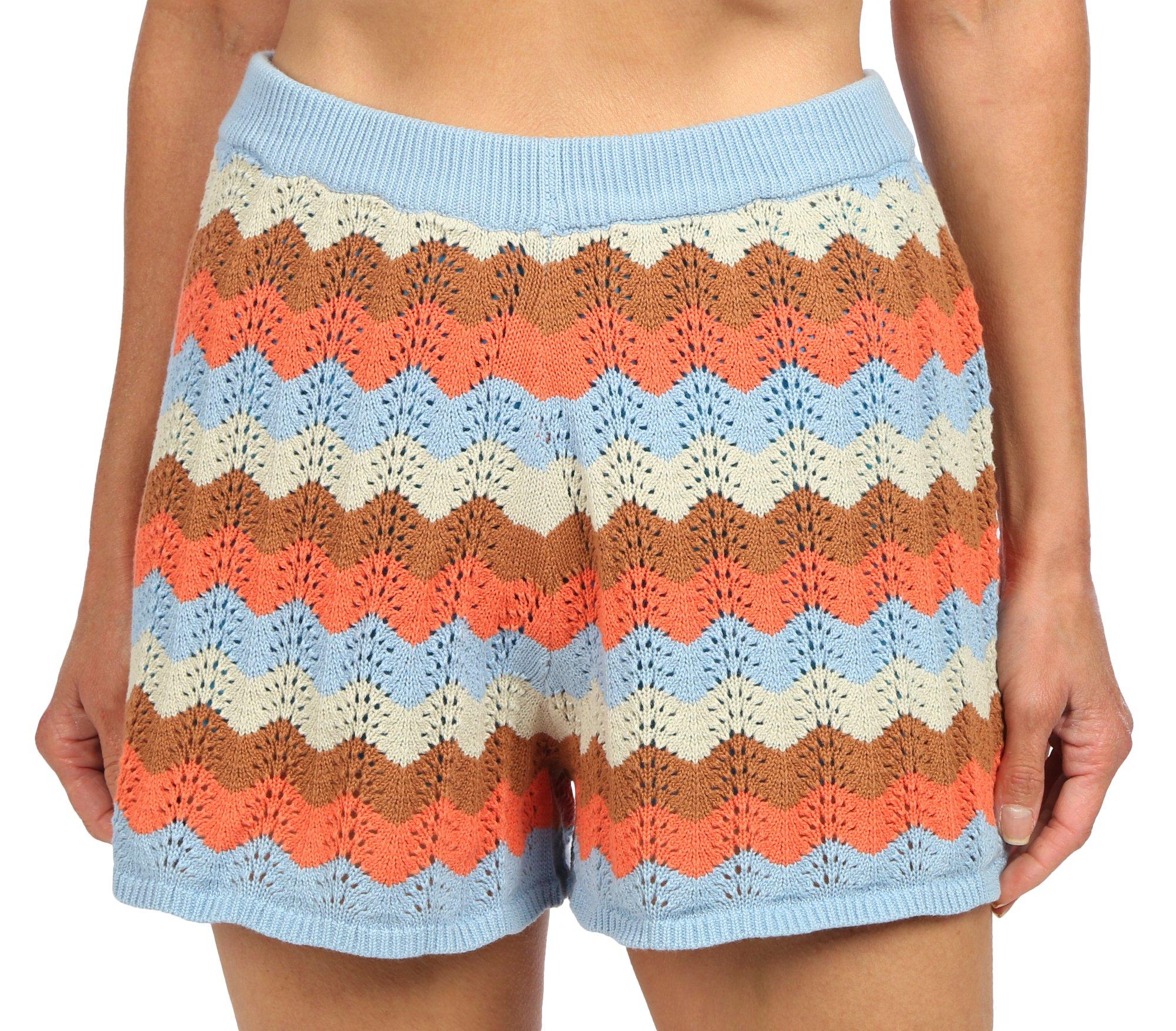 Juniors Santorini Sun Crochet Shorts