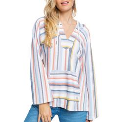 Juniors Striped Wild And Free Hooded Poncho