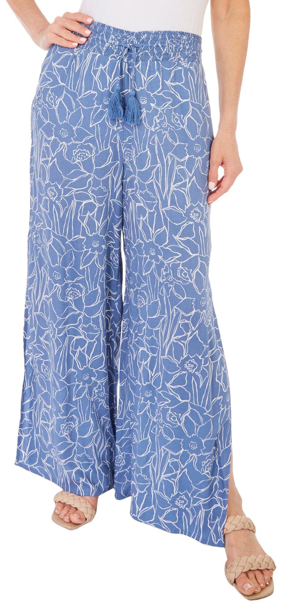 Roxy Juniors Tropical Rhythm Split Wide Leg Pants