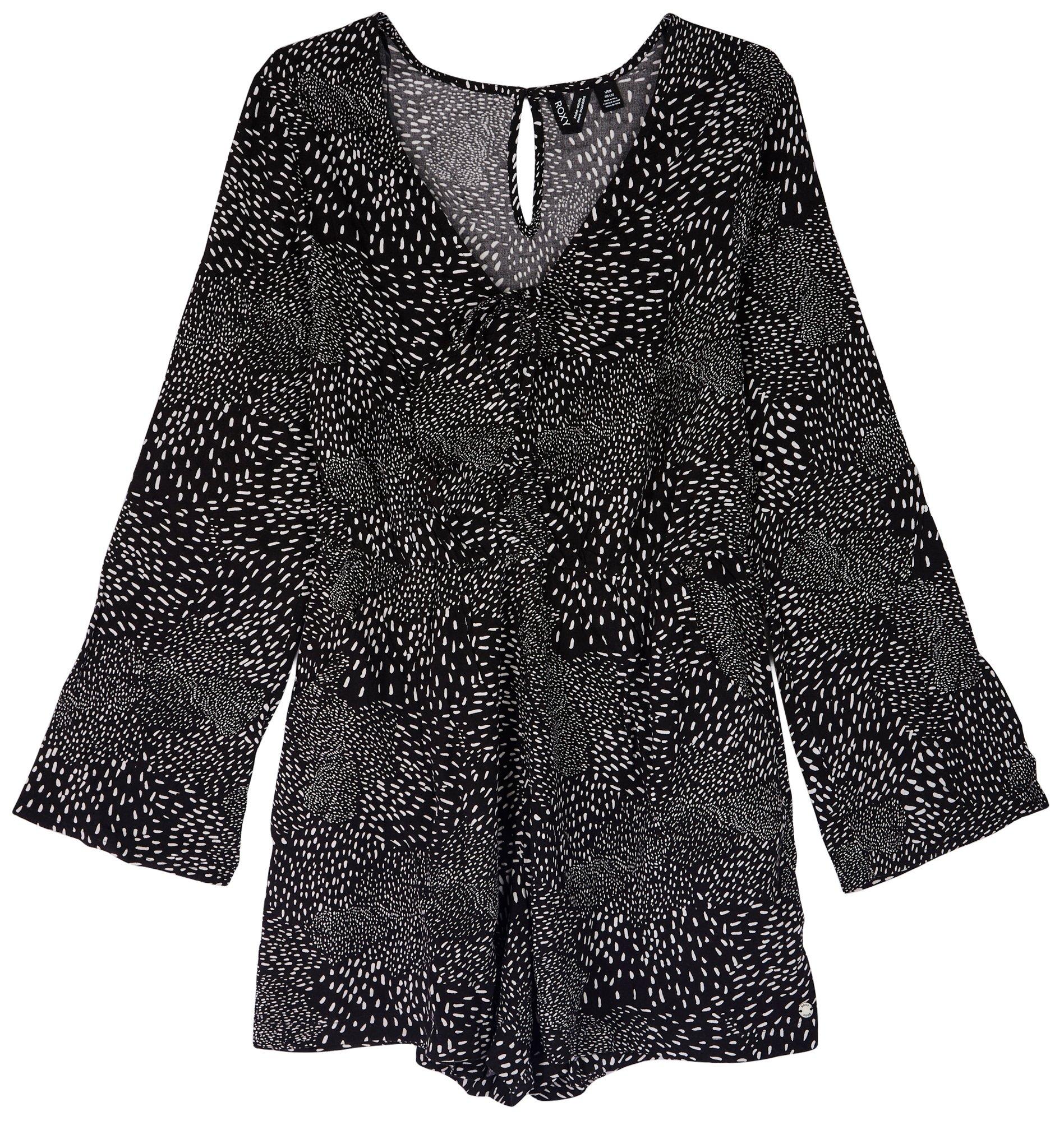 Juniors Spirit Awakes Front Ruched Long Sleeve Romper