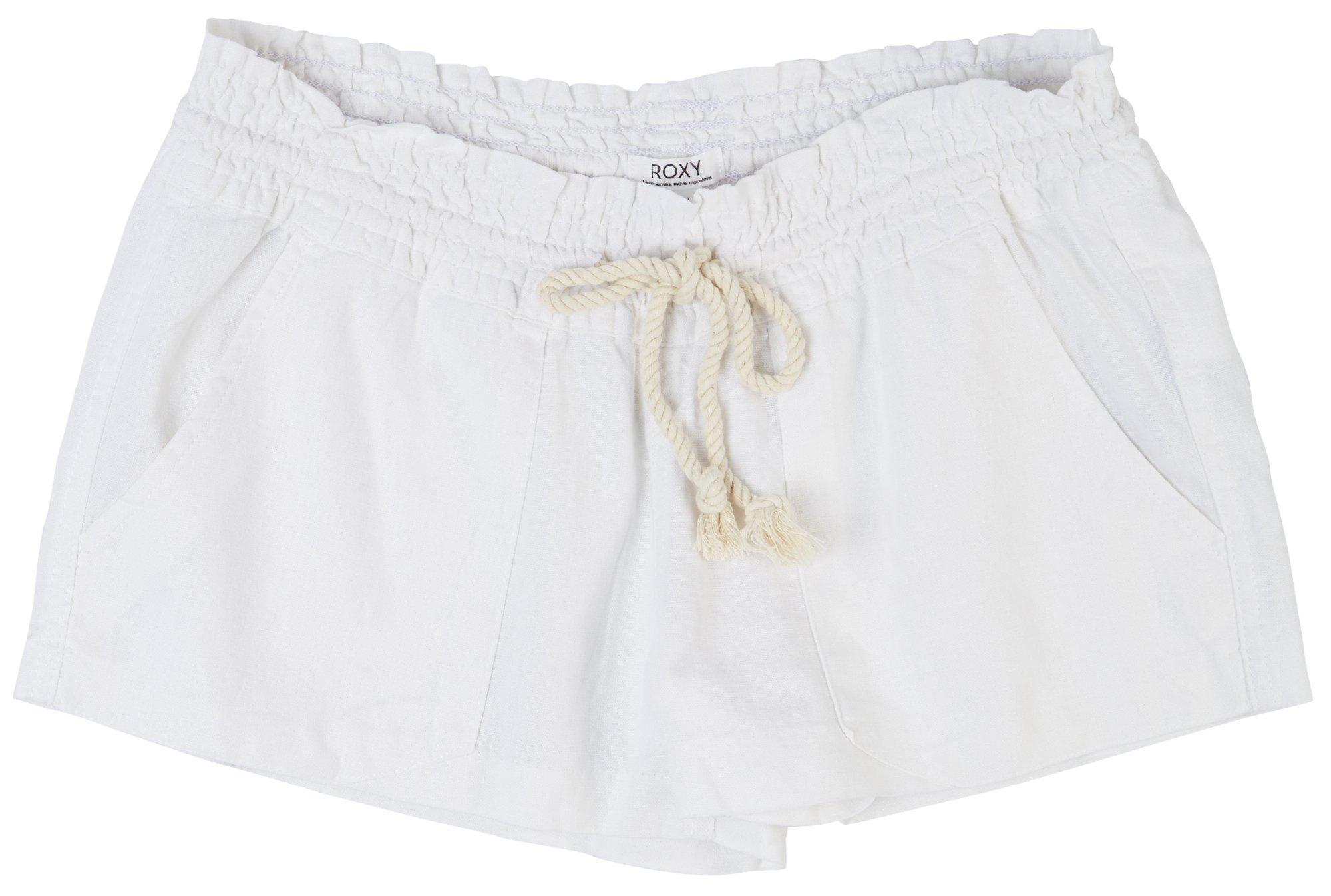 Roxy Juniors Oceanside Solid Linen Drawstring Short