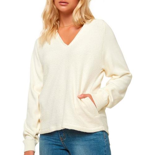 Miss Chievous Juniors Long Sleeve Fashion Pullover Vneck with Side Slit