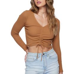 O'Neill Junior Leanne Cinched Tie Front Long Sleeve Top