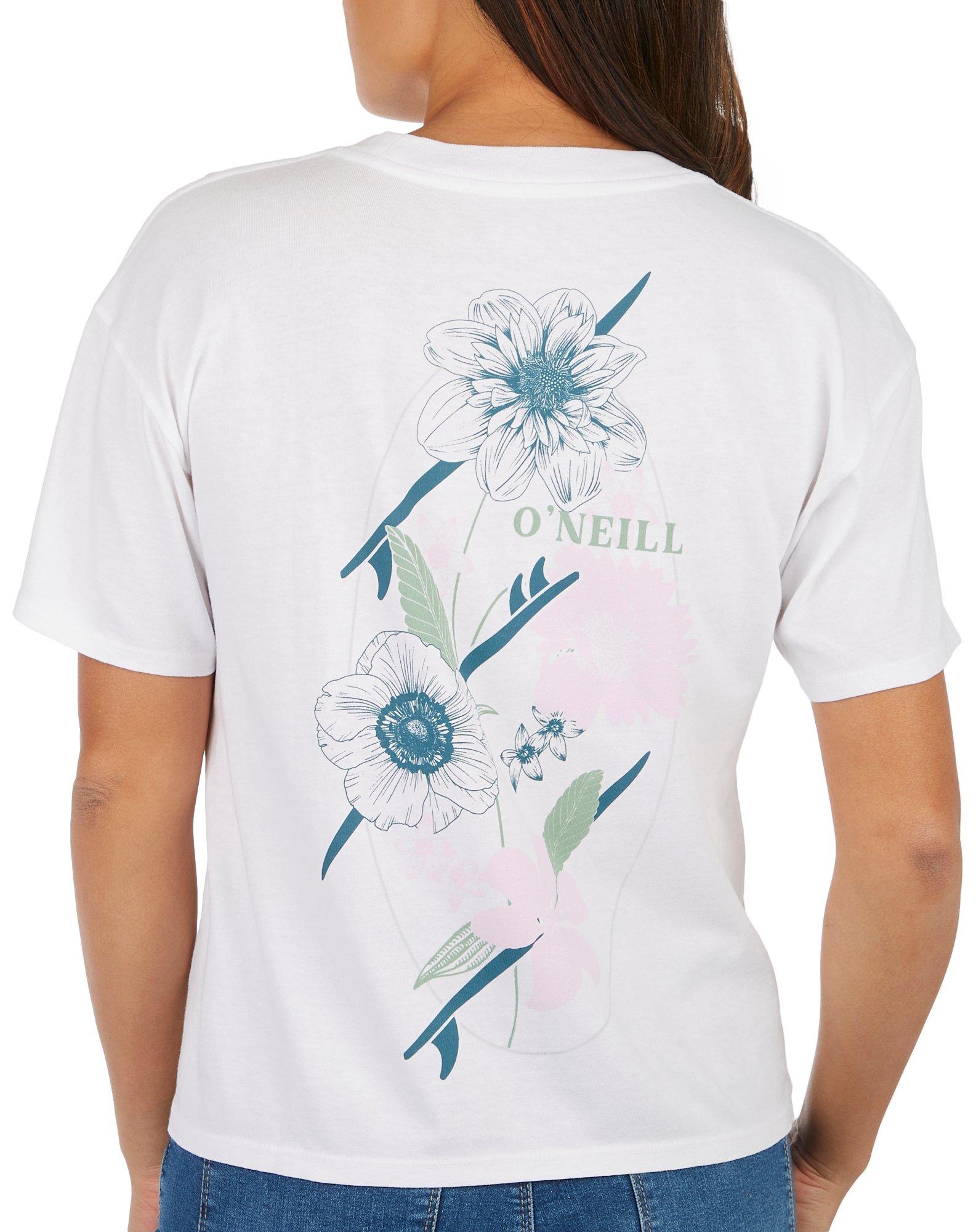 Juniors Beachy Blooms Short Sleeve Top