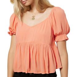 Juniors Solid Cropped Short Sleeve Top