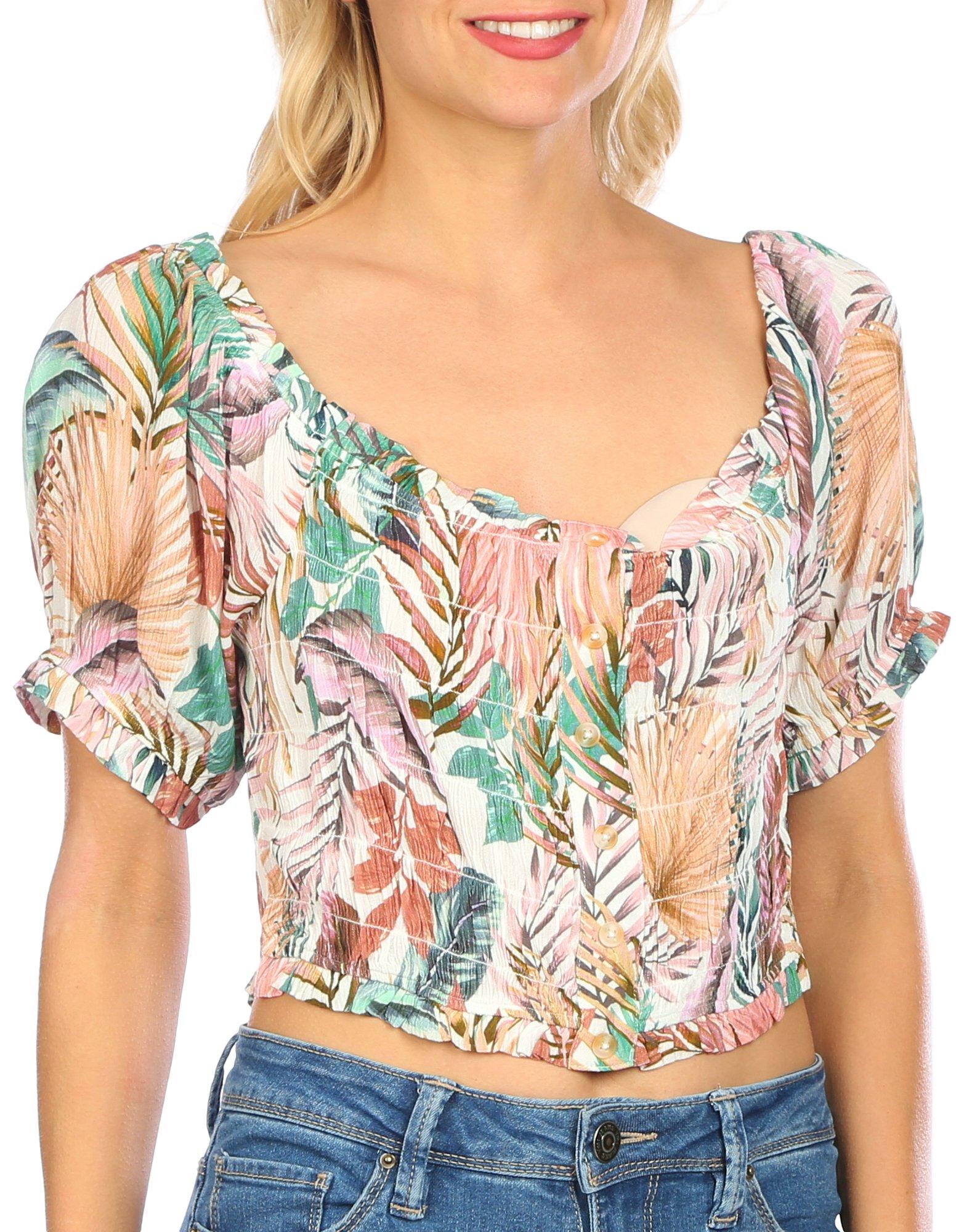 Hurley Juniors Palmetto Sunset Cropped Top