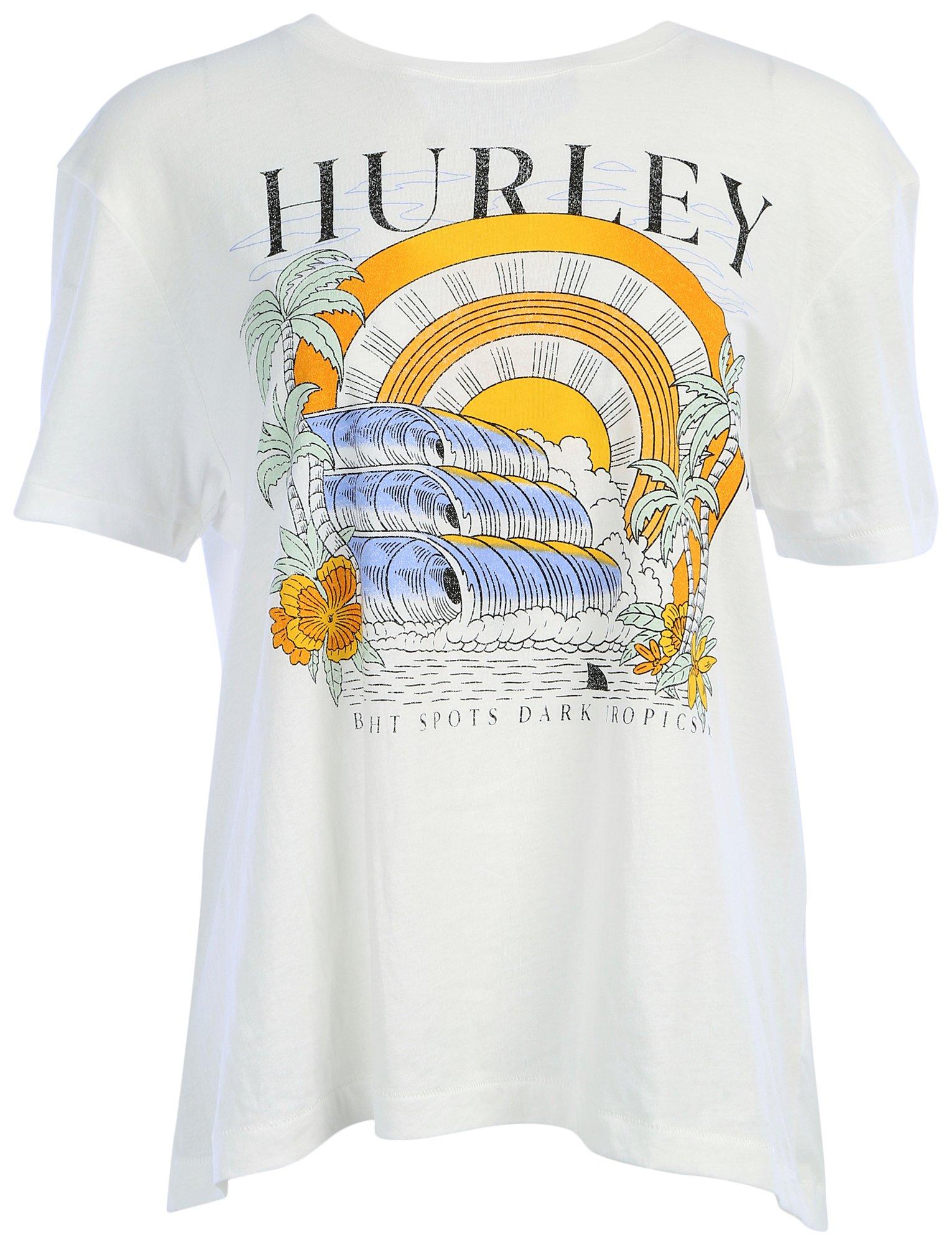 Hurley Juniors Dark Tropics Cropped Short Sleeve Top