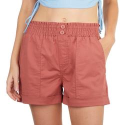 Juniors Solid Button Front Pocket Shorts