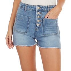 Juniors Solid 5 Button High Waisted Shorts