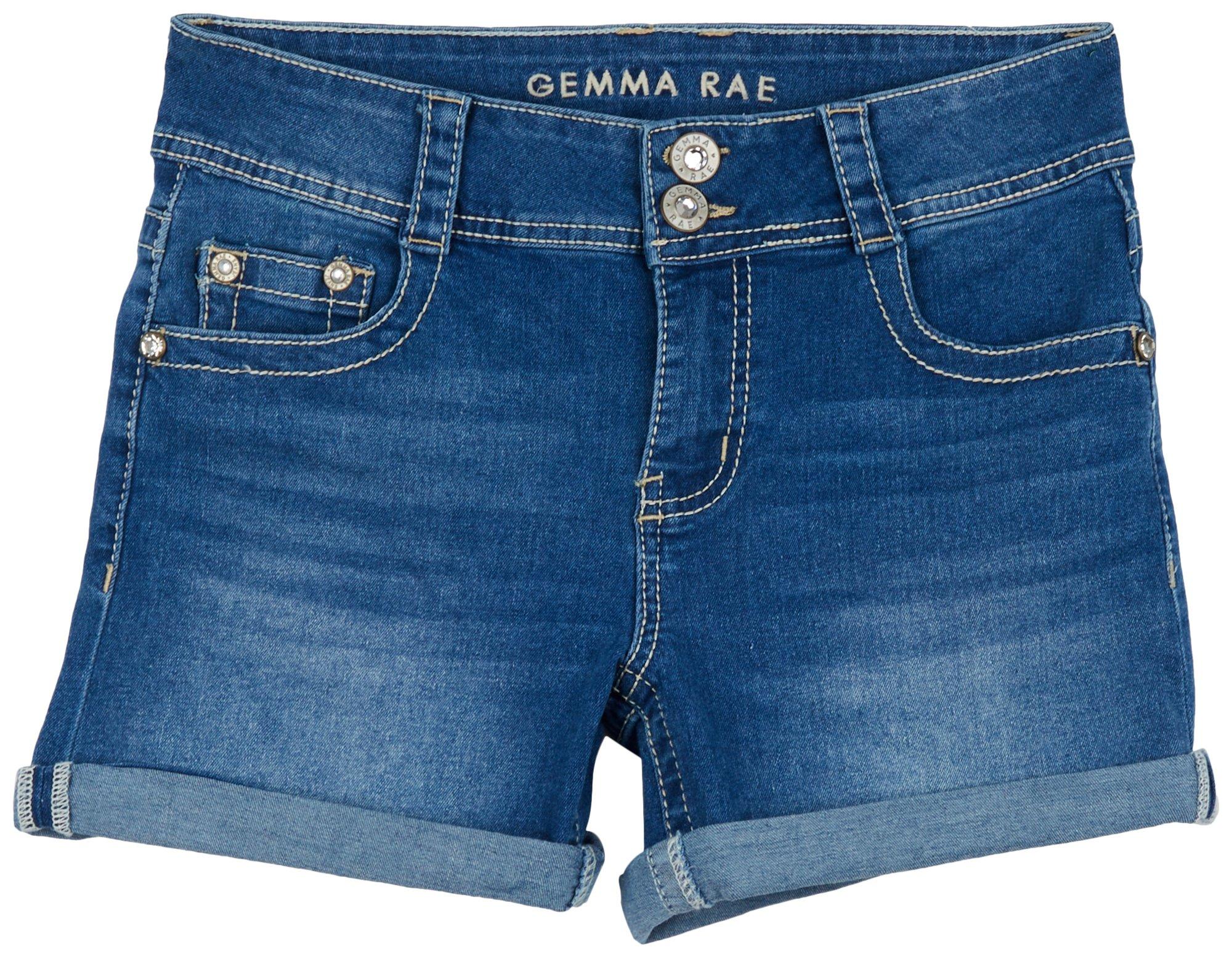 Gemma Rae Juniors Abstract Low Rise Denim Shorts