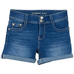 Juniors Abstract Low Rise Denim Shorts