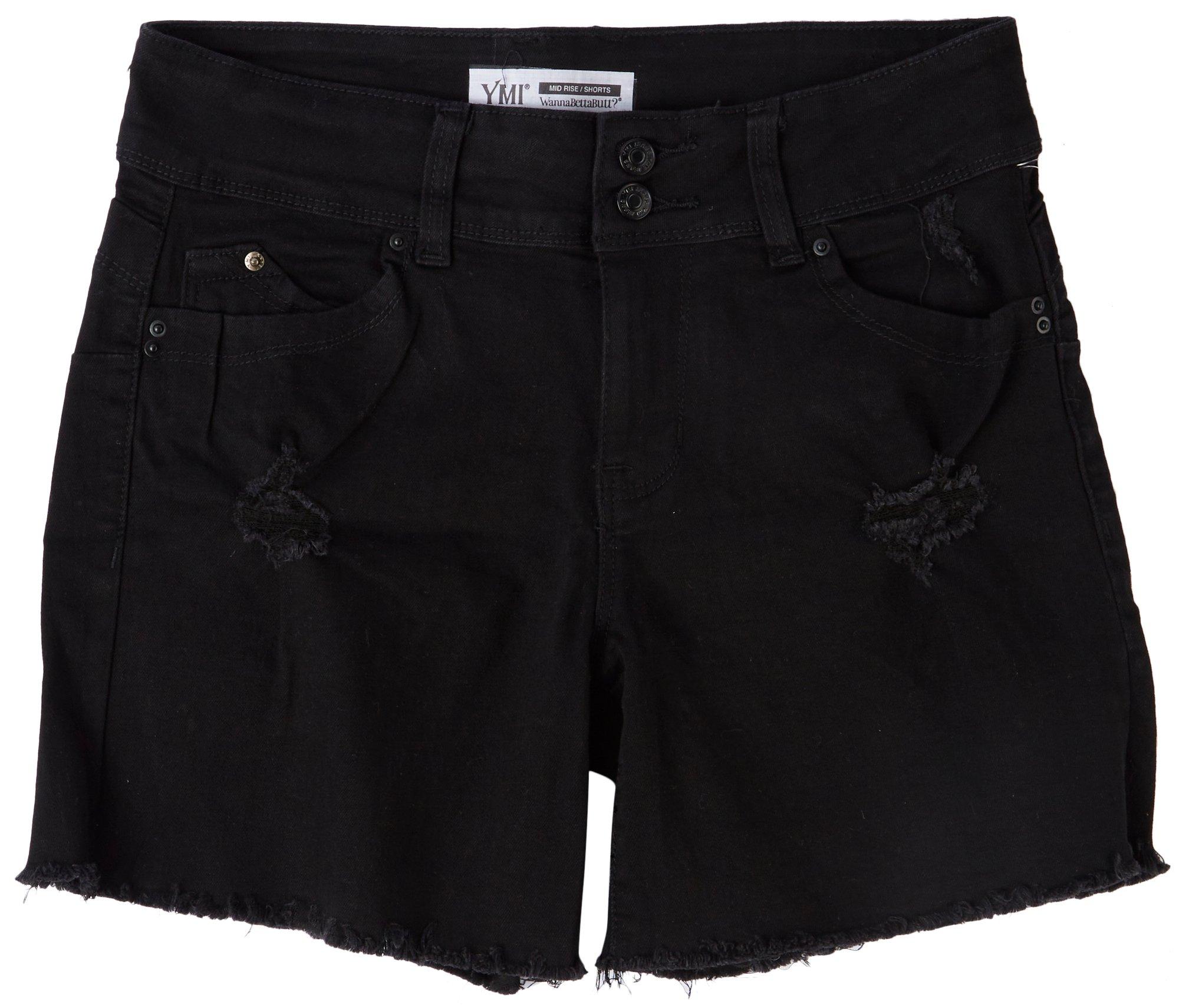 YMI Juniors 5 in. Two Button Wannabetterbutt Mid Rise Short