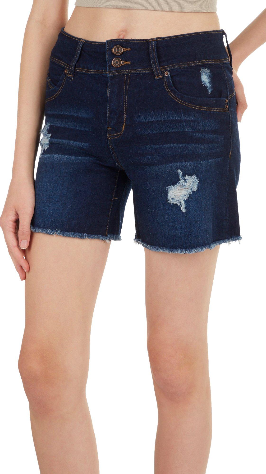 YMI Juniors 5 in. Two Button Wannabetterbutt Mid Rise Short