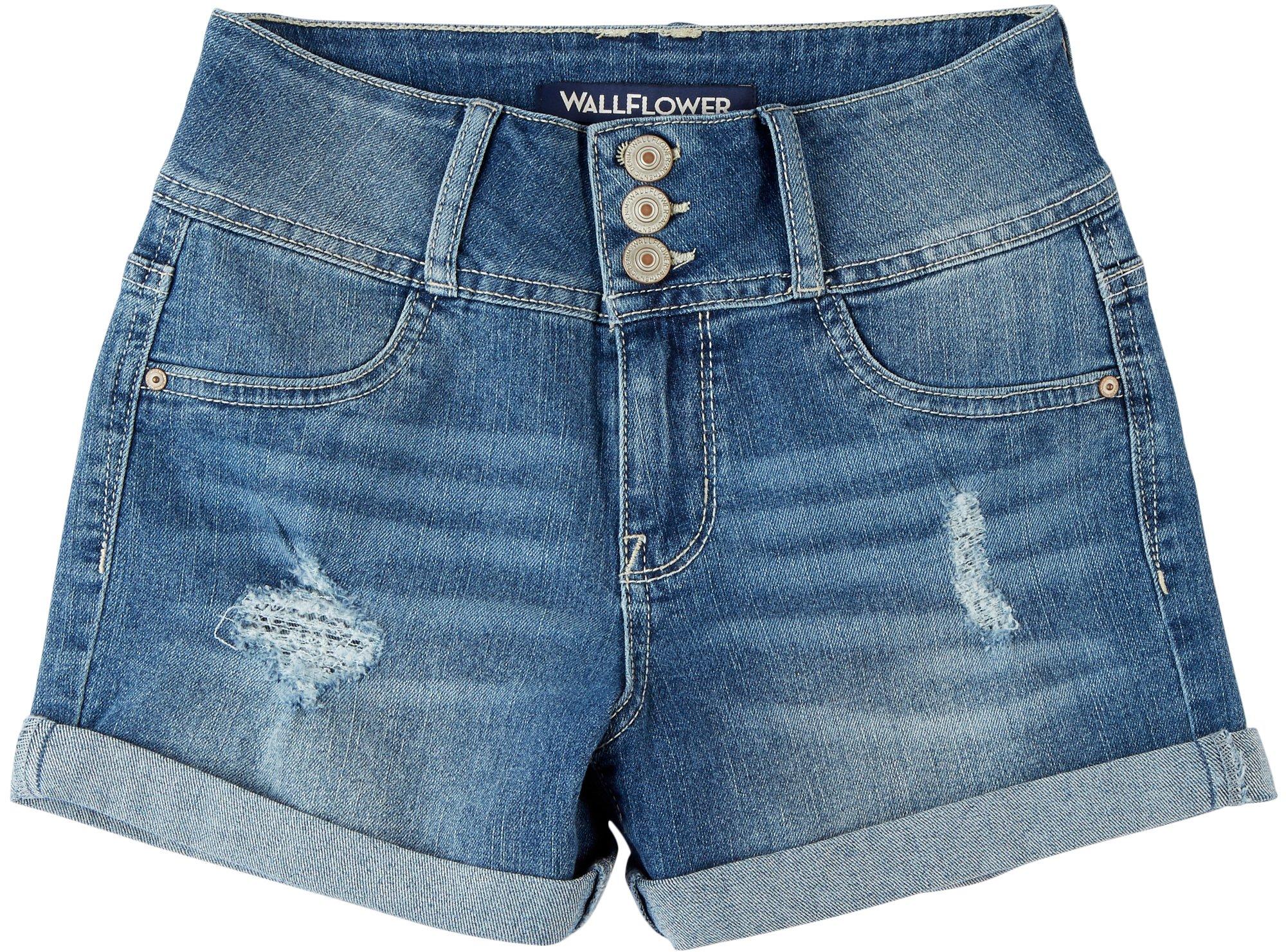 Wallflower Juniors Roll Cuff 3 Button Denim Shorts | Bealls Florida