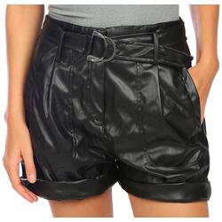 Front Zip Closure Belted Solid Shorts