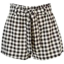 Juniors Checkered Print Tied Shorts