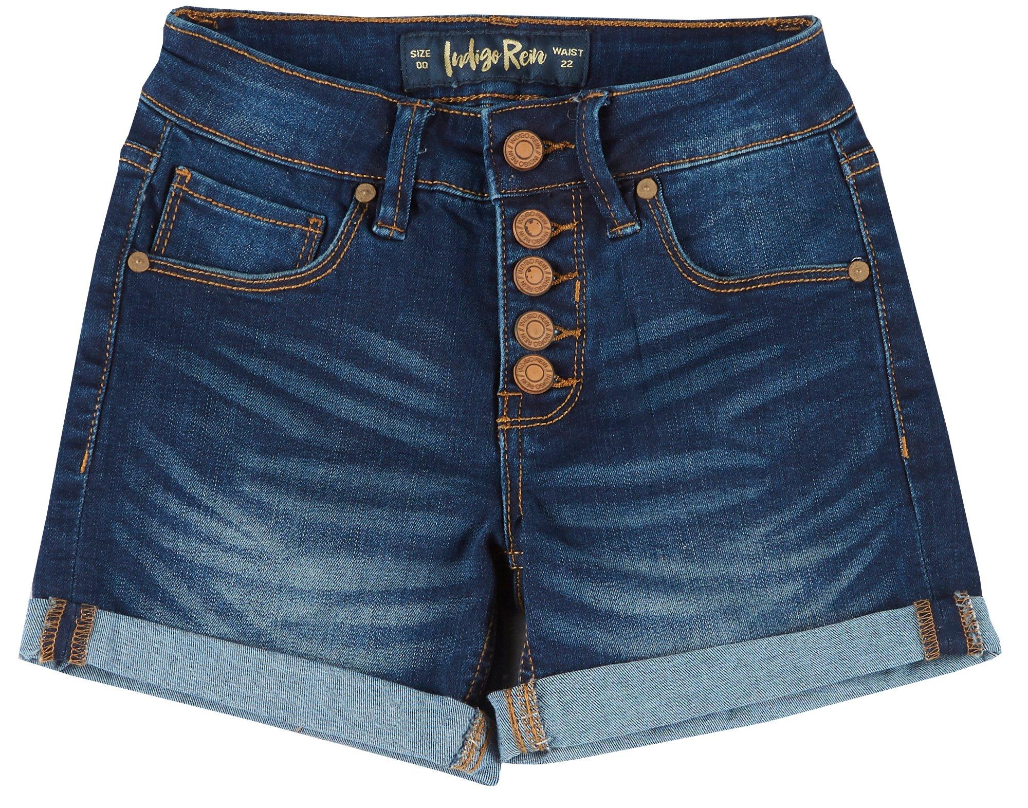 Indigo Rein Juniors Button Fly Cuffed Denim Shorts 33''W X 66''L | eBay