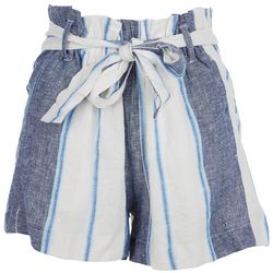 Indigo Rein Juniors 3.5in. Striped Paper Bag Shorts