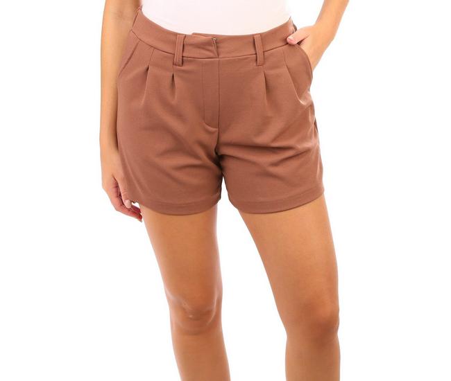 No Comment Juniors Solid Pleated Dress Shorts