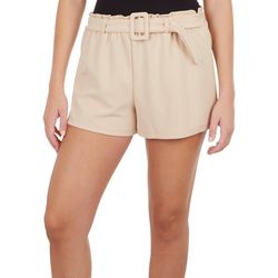 No Comment Juniors Solid Belted Dress Shorts