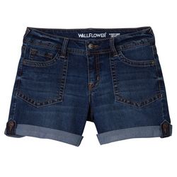 Wallflower Juniors Fiesty Curvy Low Rise Denim Shorts