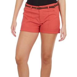 Juniors 3in. Solid Belted Stretch Short