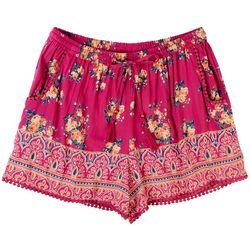 Angie Juniors 3 in. Woven Floral Lace Trim Short