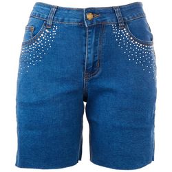 Bebe Juniors Embellished Distressed Denim Shorts