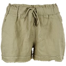 Rewash Juniors Solid Frayed Drawstring Shorts