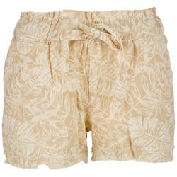 Rewash Juniors Tropical Frayed Drawstring Shorts