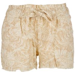 Juniors Tropical Frayed Drawstring Shorts