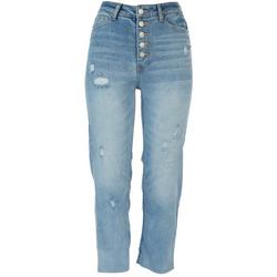 Juniors 5-Button  Distressed Jeans