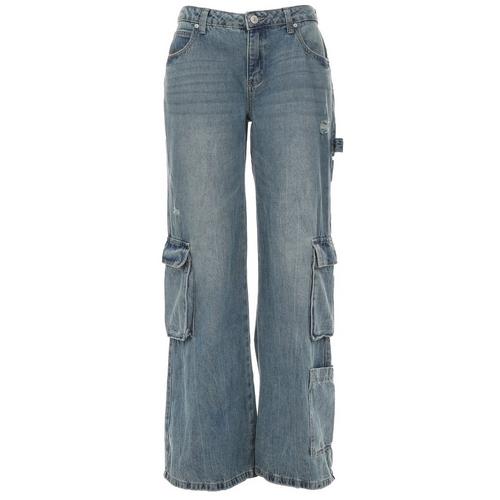 Gemma Rae Juniors Cargo Wide Leg Low-Rise Jeans