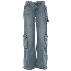 Juniors Cargo Wide Leg Low-Rise Jeans