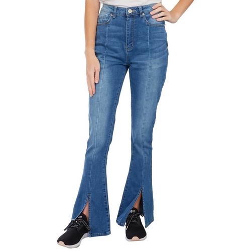 Gemma Rae Juniors Slit Flare Seamed Skinny Jeans